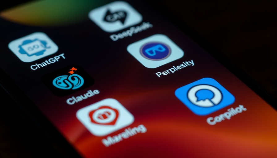 AI apps icons on smartphone screen, Investing in the AI industry.