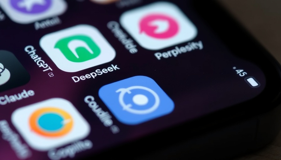 Close-up of smartphone screen with AI app icons, invest in AI industry growth.