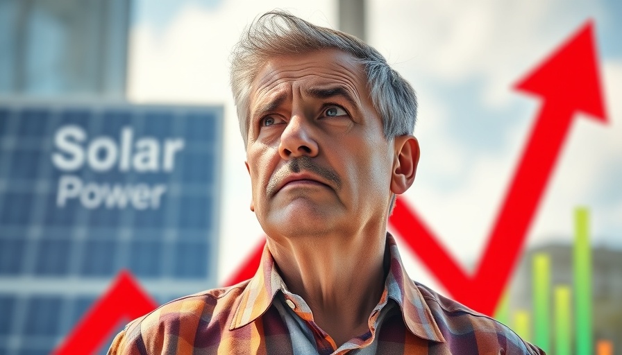 Solar industry collapse discussion with concerned man and branding.