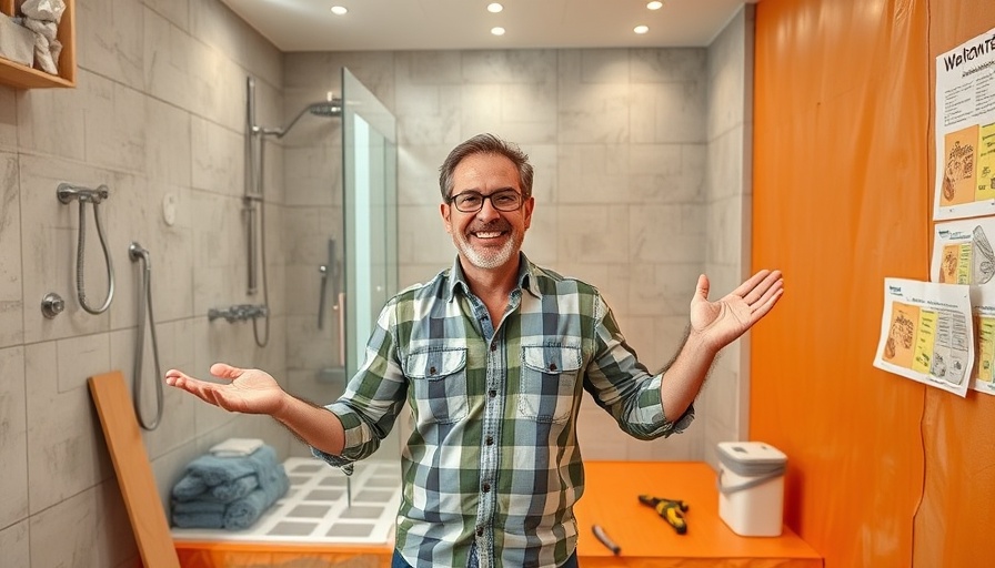 Man with tools demonstrating 100% leak proof shower project
