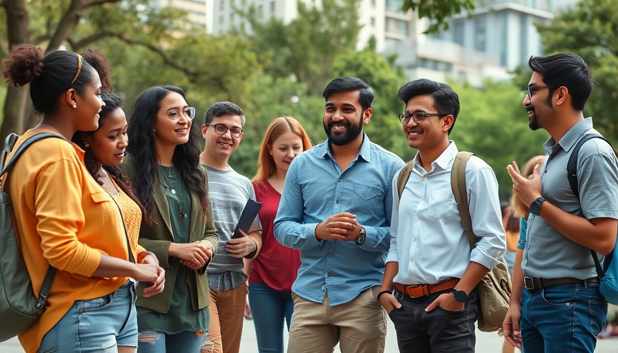 Group guessing celebrity smiles in urban park, outdoor trend challenge.
