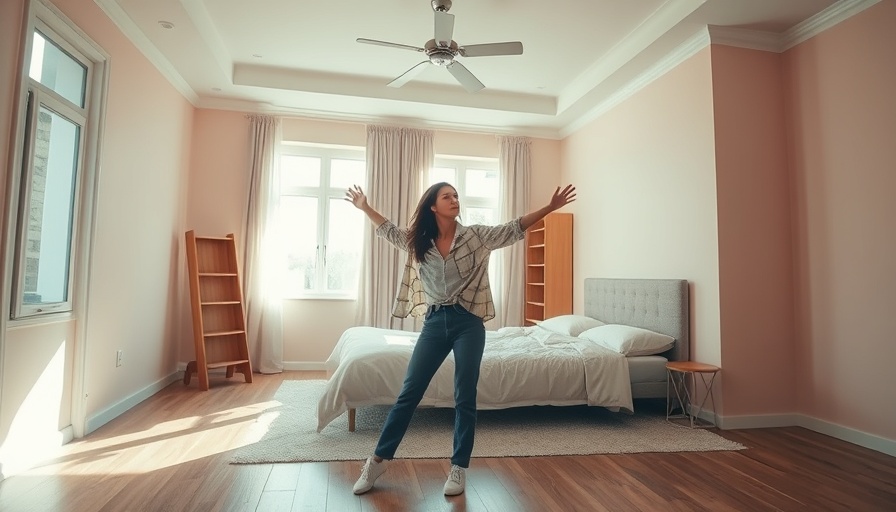 Woman planning bedroom renovation ideas in a spacious room
