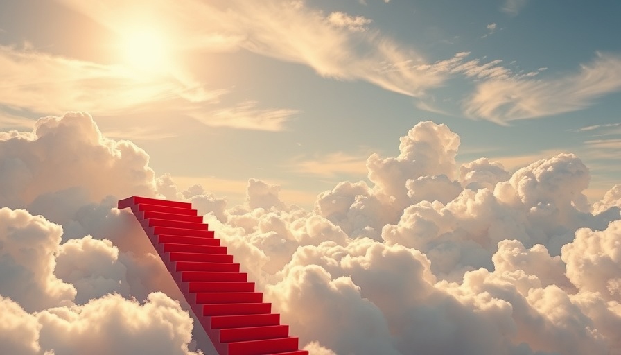 Red staircase ascending through clouds, symbolizing step-up in cost basis.