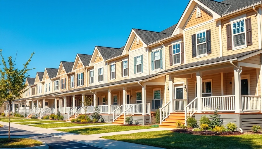 Modern multifamily developments with townhouses in a suburban area.