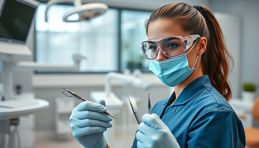 Professional woman giggling while preparing dental tools at work benefits.