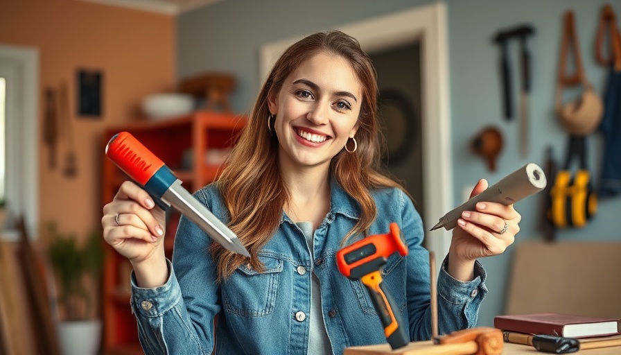 Collage of DIY tools for beginners in home projects.