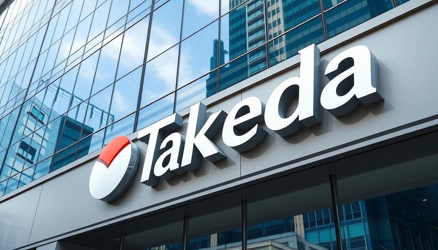 Takeda building with logo on glass facade, corporate architecture