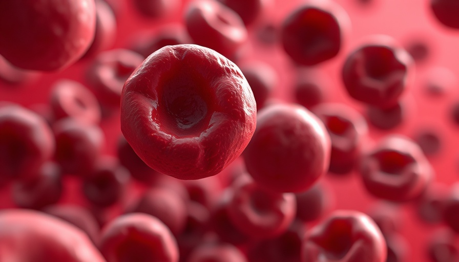 3D rendering of sickle and normal red blood cells, related to sickle cell disease screening in India.