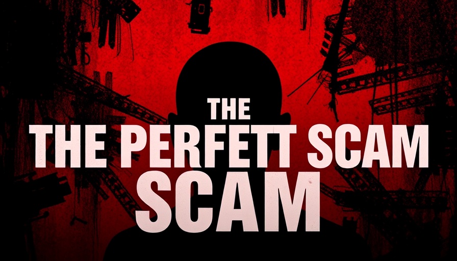 Stylized head silhouette with 'The Perfect Scam' text on red background.