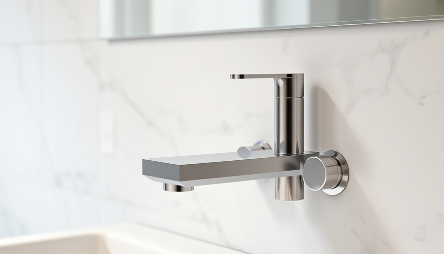Modern faucet on marble wall highlights bathroom renovation benefits.