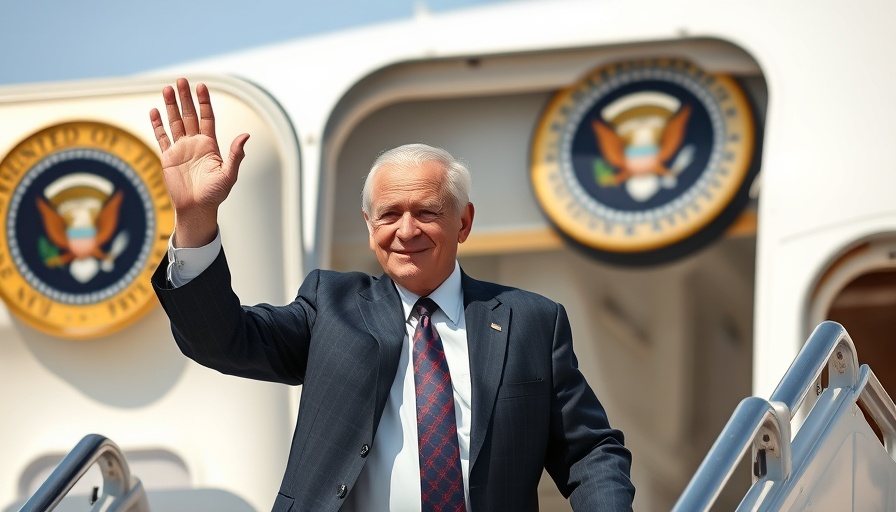 Elderly man in suit exiting airplane, lower steel tariffs discussion.