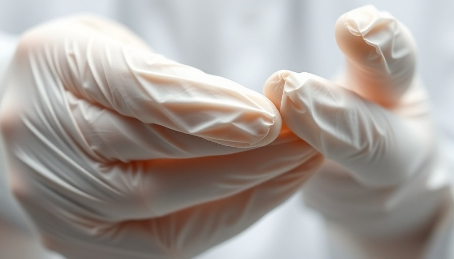 Silk fibroin adhesive in gloved hands, showing texture and clarity.