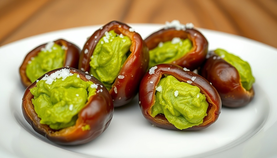 3-Ingredient Energizing Snack of dates with matcha butter and salt.