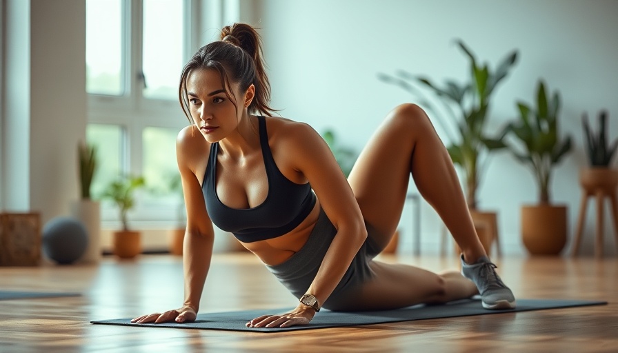 Fit woman performing core exercise in minimalist gym for ten minute core workout.