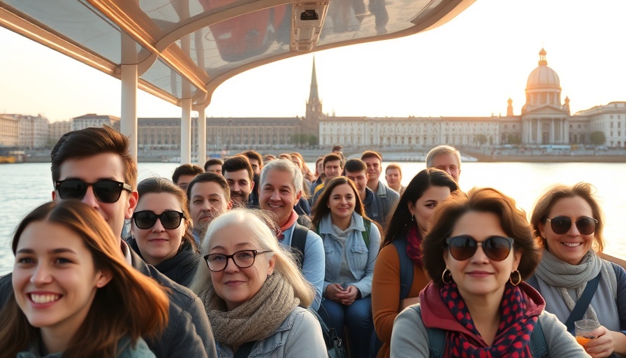 Tourists on a ferry at sunset, learning how to travel.