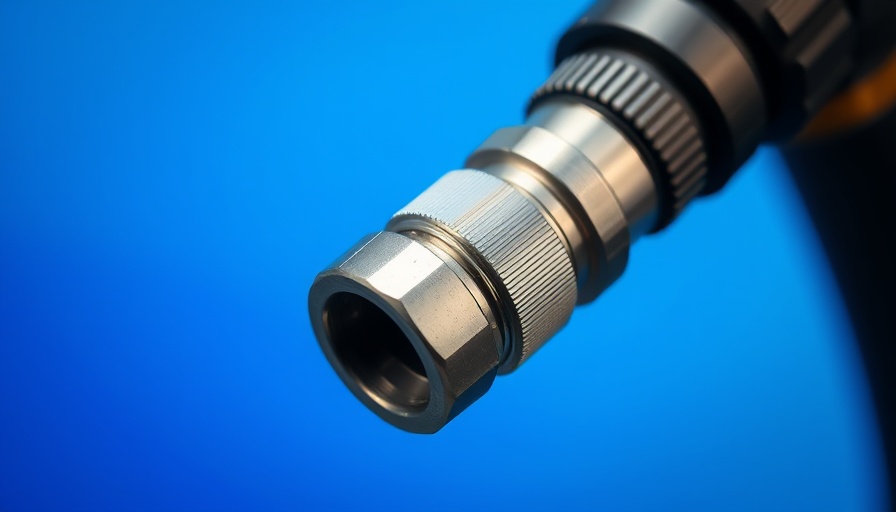 Close-up of plumbing repairs on flexible hose.