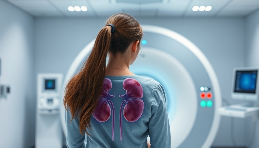 Renal Transplant Facility Aizawl concept with woman and MRI scanner.