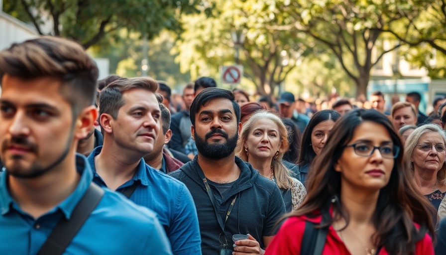 Group of people in a crowd at an outdoor event, economic implications context.