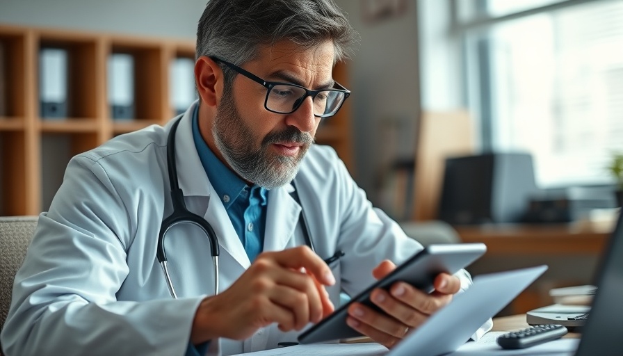 Doctor calculating service bond details using a smartphone and calculator.