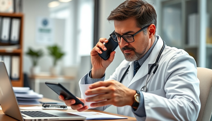 Doctor using phone and calculator for MAMC mandatory bond service.