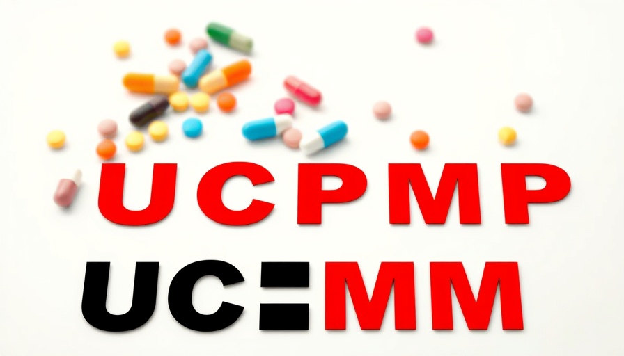 Colorful pills with UCPMP text on a white surface, UCPMP 2024 rules for pharma and doctors.