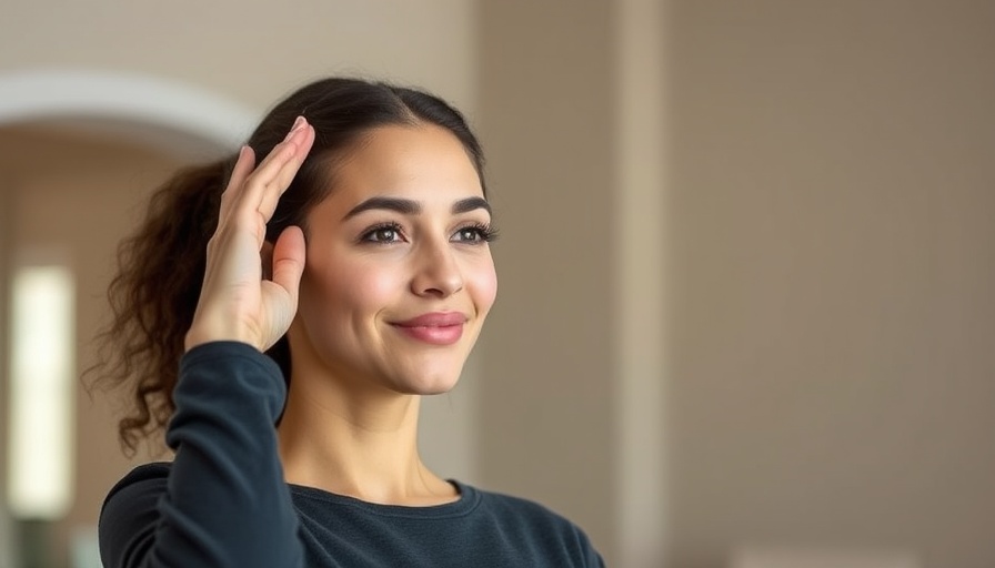 Train your brain to be less anxious with focused techniques, calm woman gesturing.