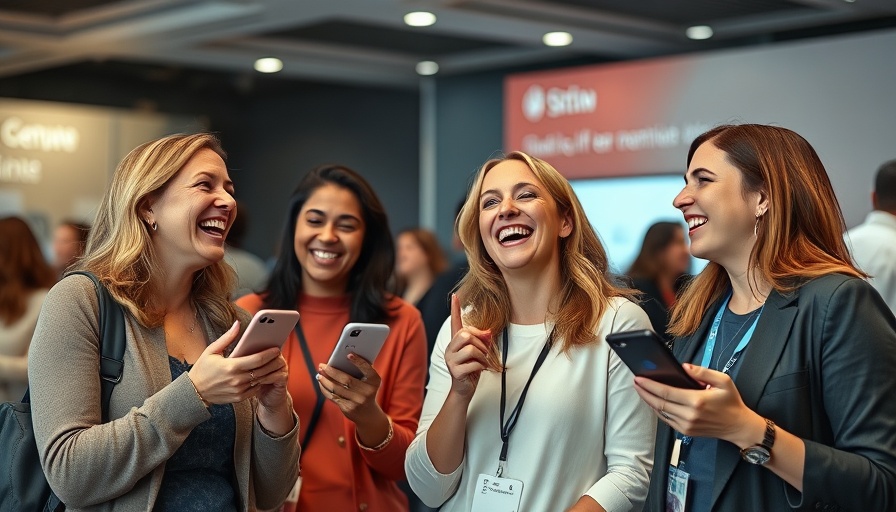 Two women laugh at conference, evoking 90's sitcom smiles.