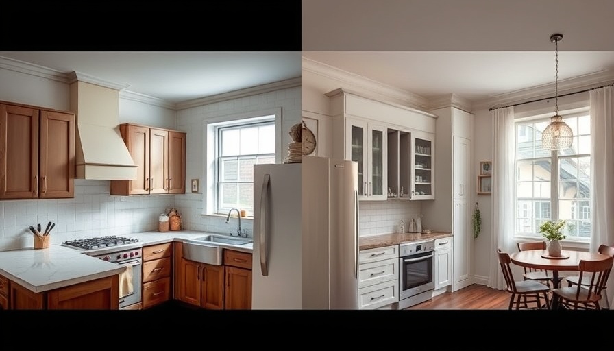 House Flipping transformation of kitchen before and after renovation.