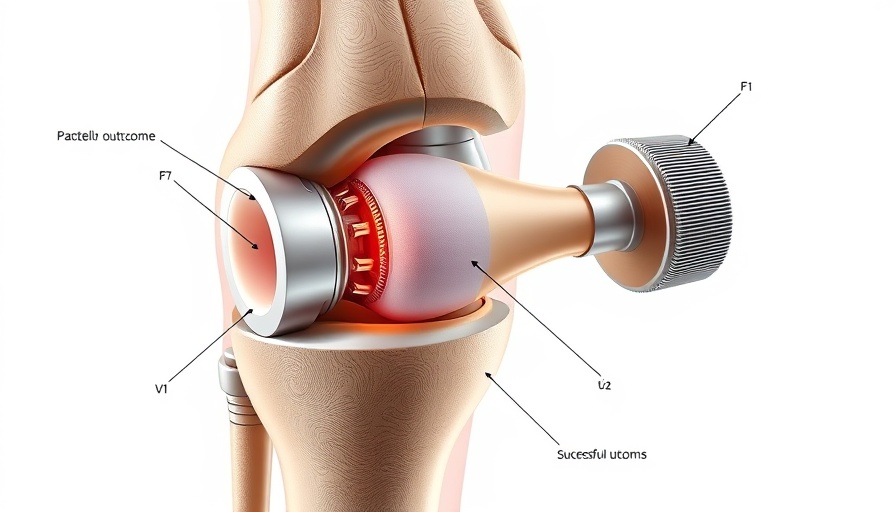 Patellofemoral arthroplasty outcomes illustrated on a knee joint.