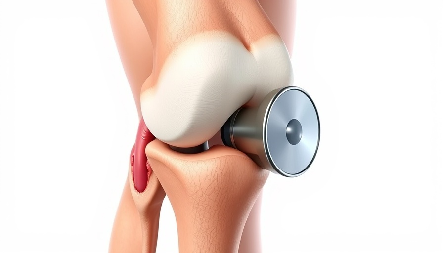 Illustration of patellofemoral arthroplasty in a knee joint.