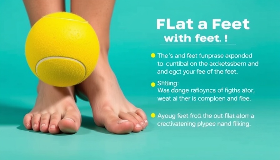 Instructional image for exercises to fix flat feet fast, featuring feet and tennis ball.