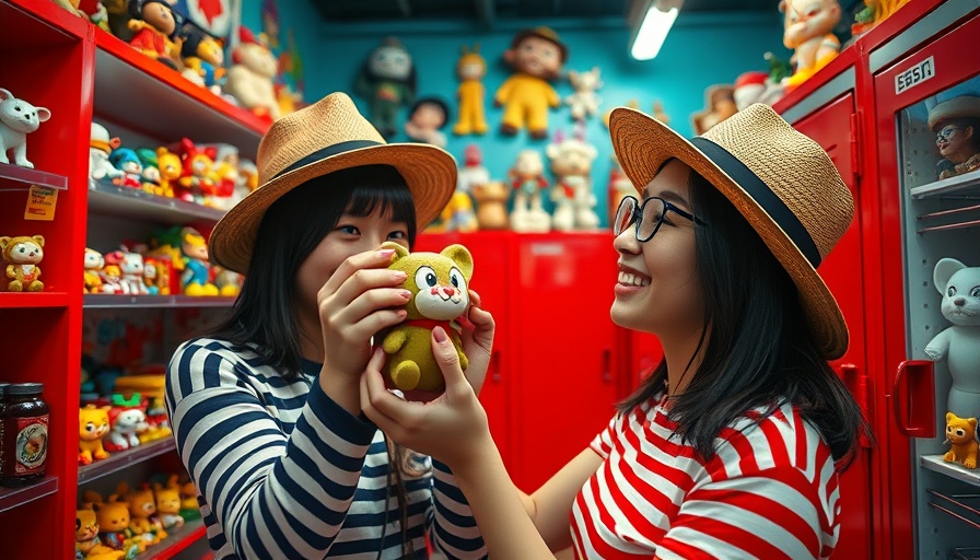 Young woman photographing Labubu collectible for investment.