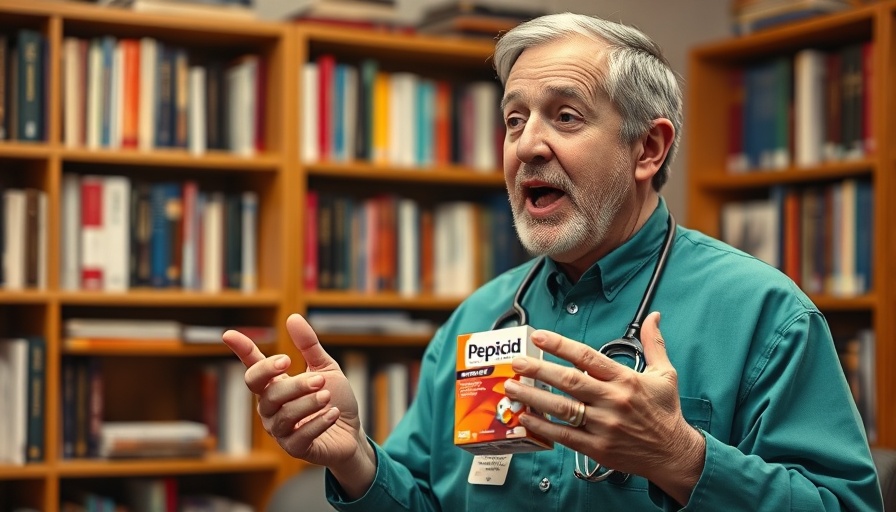 Vet explains Pepcid use for pets in a cozy bookshelf setting.