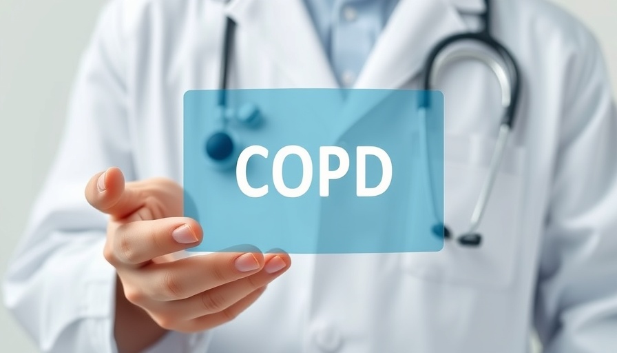 Doctor with virtual COPD sign, linking tech and health.