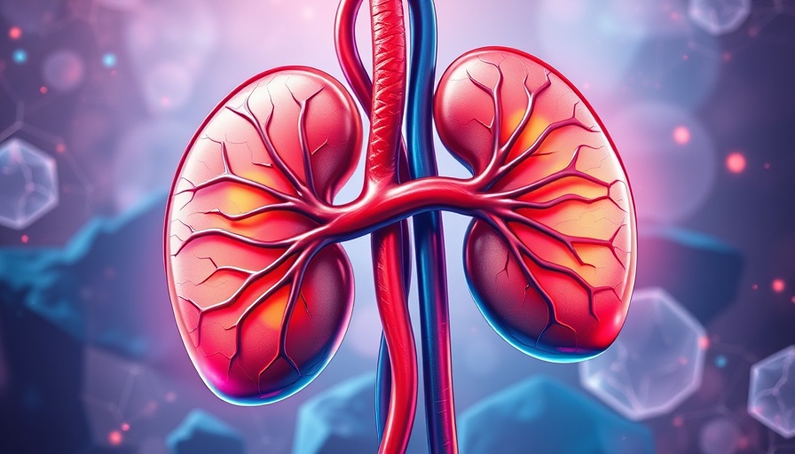Artistic kidney illustration highlighting early detection of contrast-induced nephropathy.