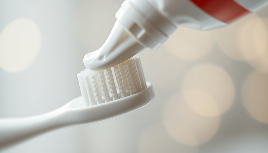 Toothpaste tube dispensing paste onto toothbrush, close-up.