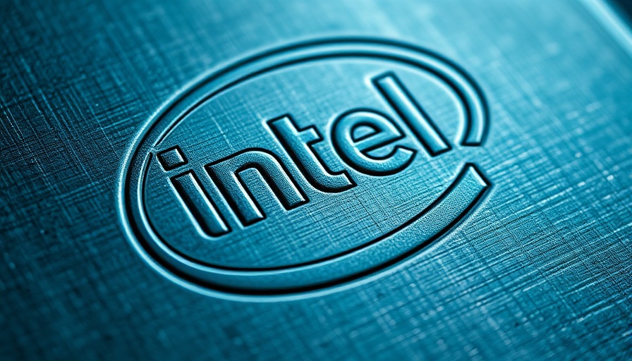 Macro shot of Intel logo on metallic surface symbolizing US stake in Intel.