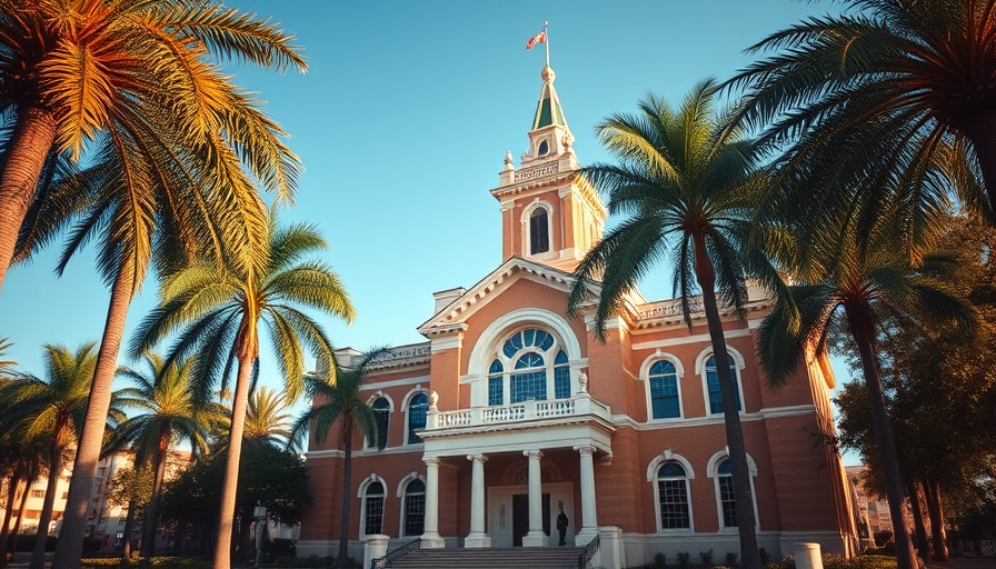 Gothic courthouse with palm trees; 3% reservation Goa medical colleges.
