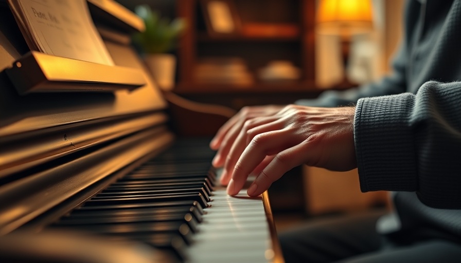 Elderly man's hands playing piano, family bonds and retirement planning.