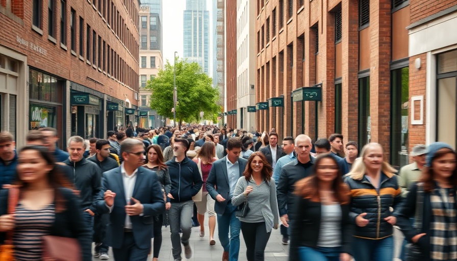Crowded city street scene reflecting UK unemployment rate dynamics.
