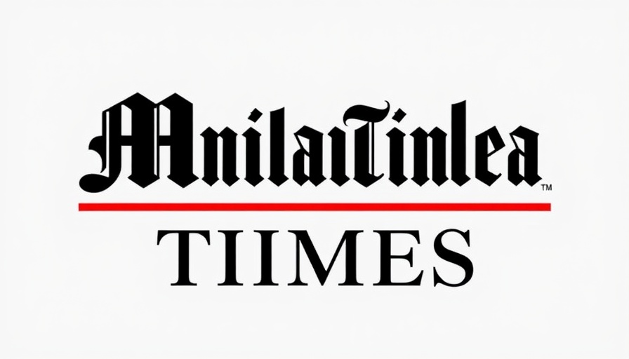 Newspaper logo with bold text and stripes