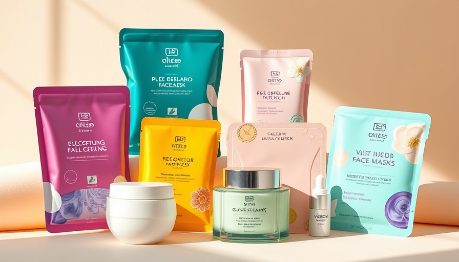 Variety of luxurious face masks for mature skin on beige background.