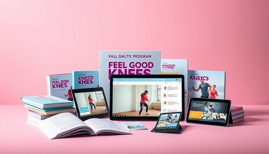 Feel Good Knees Program package with digital and print components.