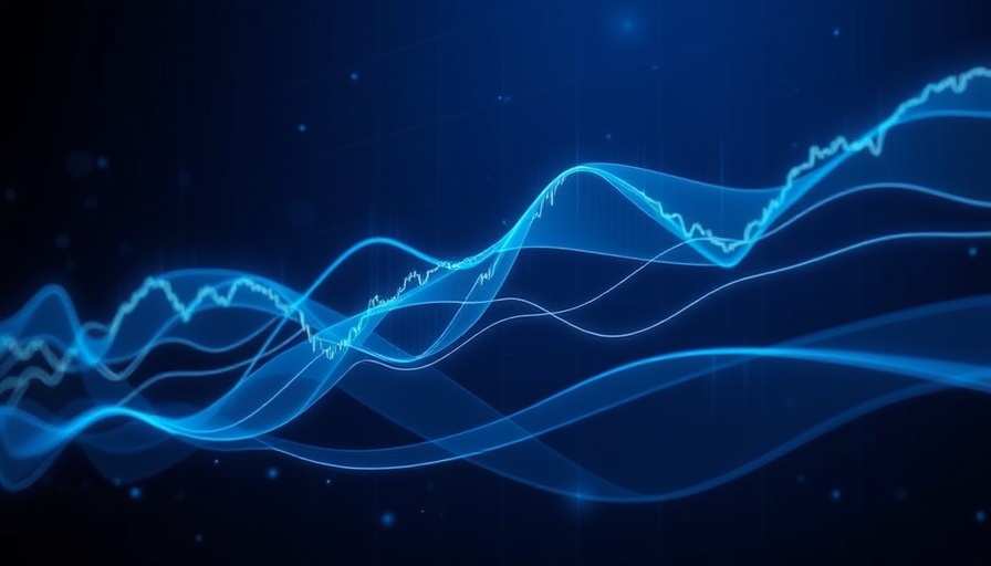 Digital chart showing stock market movements on a futuristic background.
