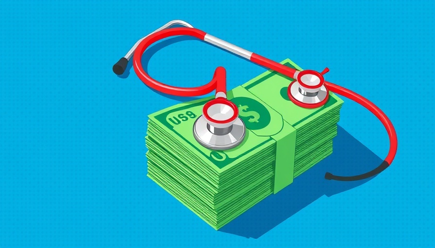 Symbolic illustration of healthcare costs with money and stethoscope.