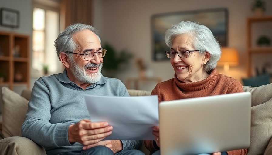 Senior couple discussing Medicare tips for Boomers turning 65 while using a laptop.