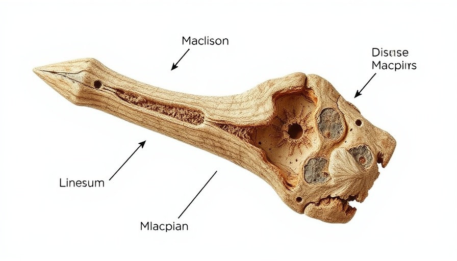 Macro view of fossilized dinosaur bone with disease signs.
