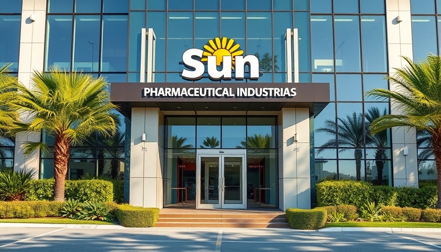 Sun Pharmaceutical Industries building entrance, related to Phase IV trial of Esomeprazole dual release tablets.