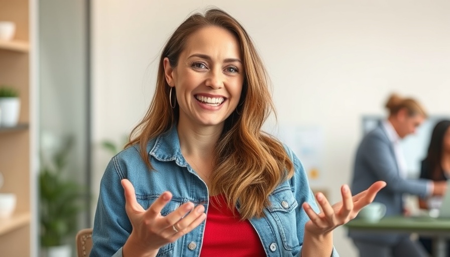 Smiling woman explaining the importance of treating small cavities.