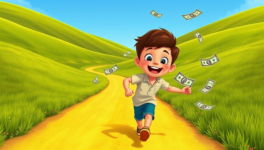 Young boy runs carefree, dollar bills flying, benefits of not regularly checking your net worth.